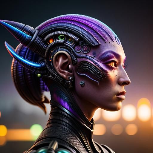 A female alien from a weird and colorful world.