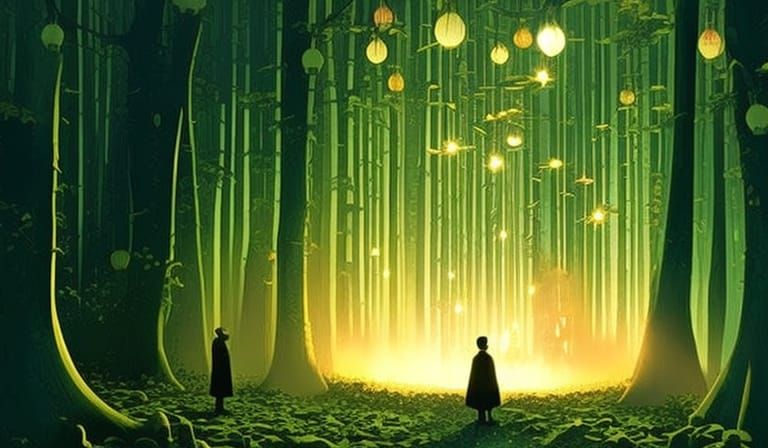 Golden Lights in the Dark Forest