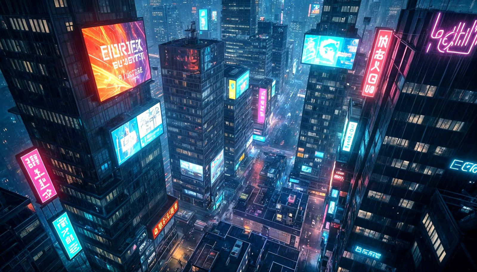Bird's eye view. A cyberpunk city ...  by @The forest princess