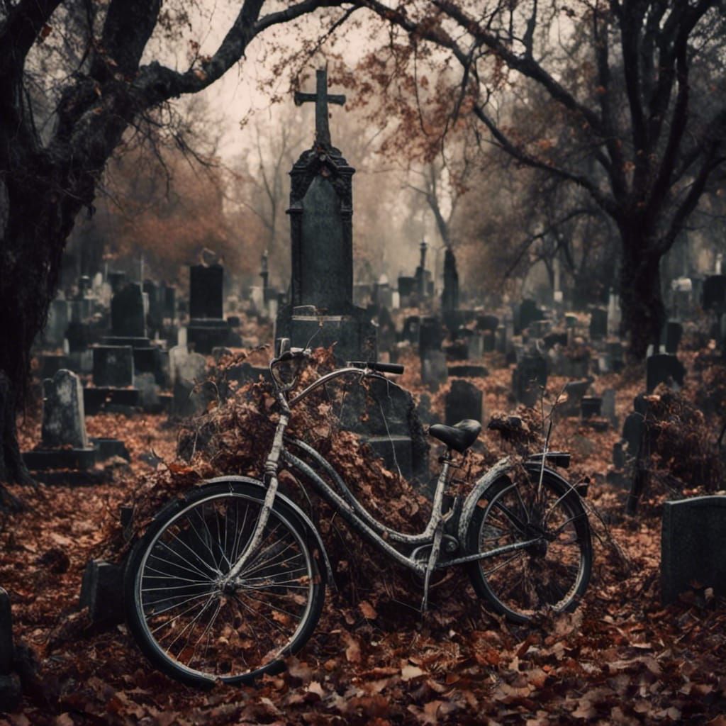 A graveyard with a bicycle <lora:NC Hyperreal:1.0> <lora:NC ...
