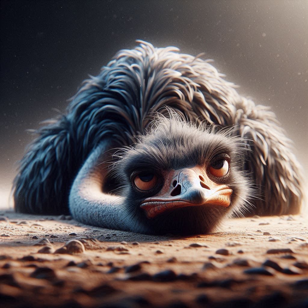 Cute tired ostrich