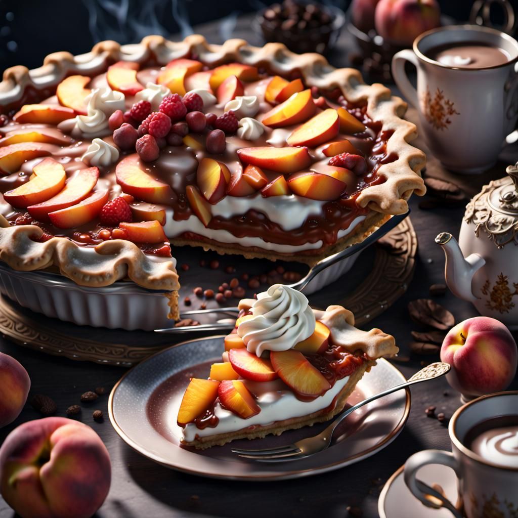 Fruit pie with cream  by @Firefly