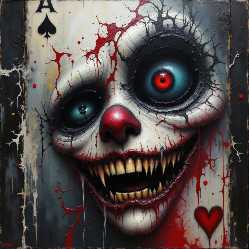  <lora:BrokenBunnie:1.0> a Wicked Joker poker card