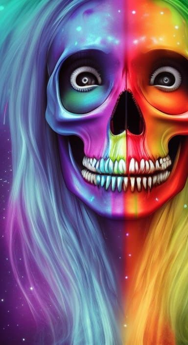 Rainbow Skeleton Woman - AI Generated Artwork - NightCafe Creator