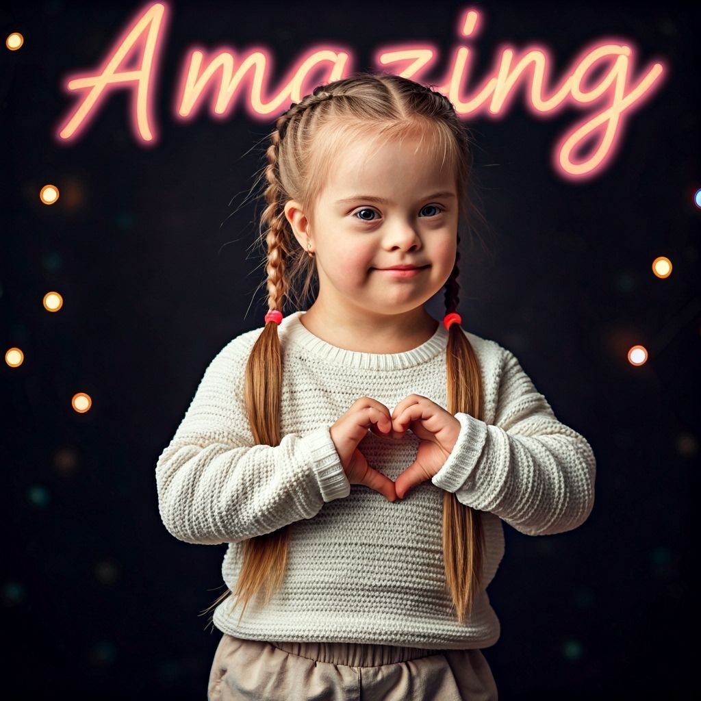 Touching Portrait of Girl With Down Syndrome Smiling