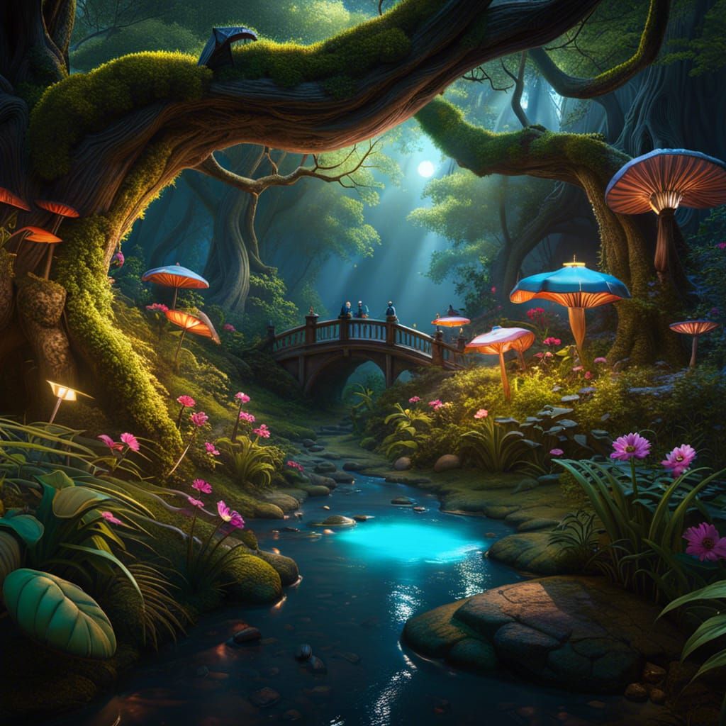 Mushroom bridge - AI Generated Artwork - NightCafe Creator