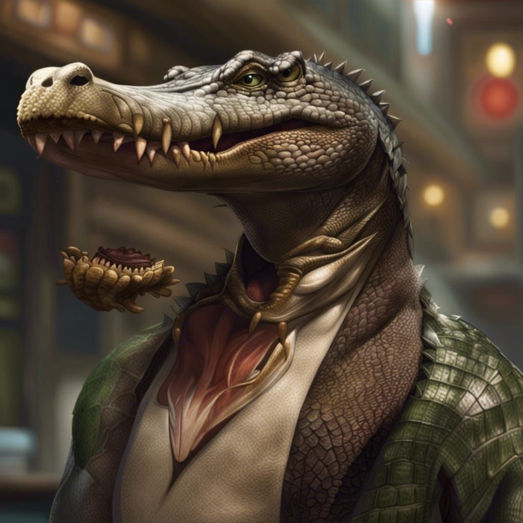 crocodile manger of meat shop