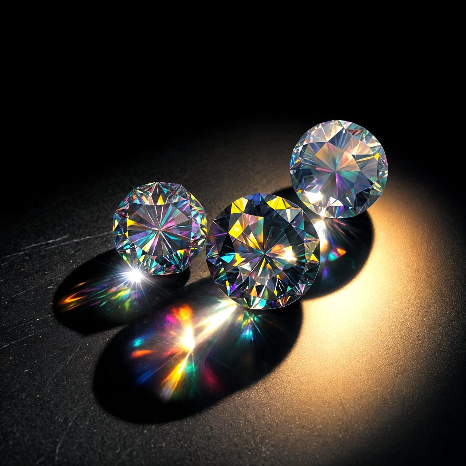 Swarovski. Glass objects that cast iridescent shadows. Iridescent glow all around. Against a background ...  by @Shuttleskipper