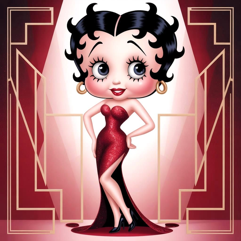 Closeup of a Smiling Betty Boop in Color, part of a series. ...
