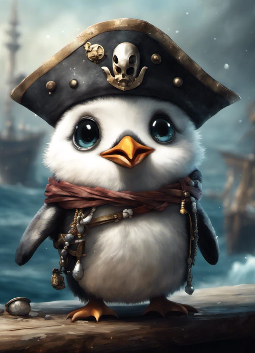 Adorable Pirate Penguin  by @Helaman