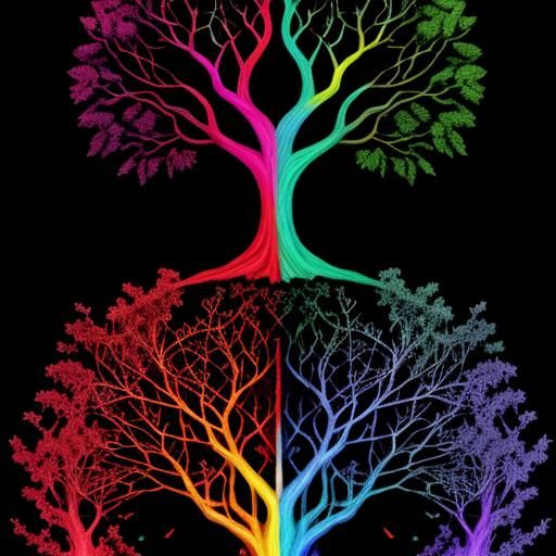 Tree Spirit of Rapture deep color psychedelic art entangled