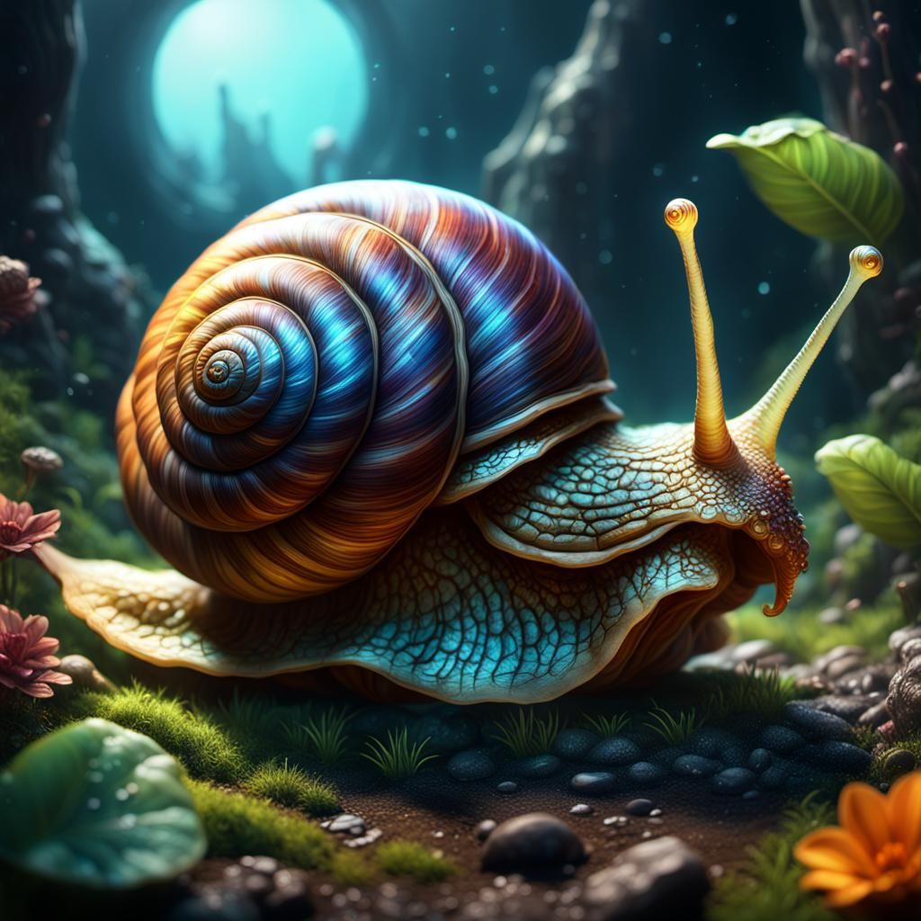 Otherworldly Glowing Snail Fantasy Concept Art