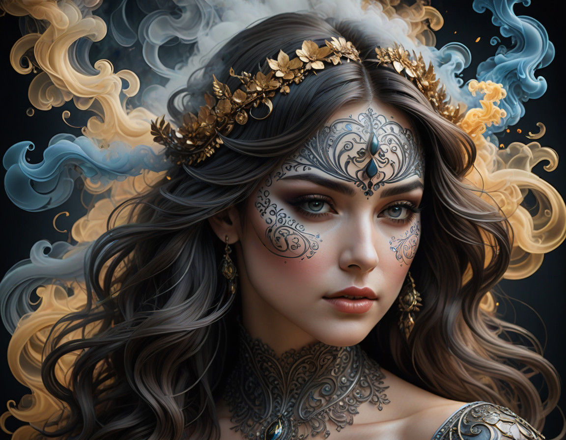 Divine Smoke Goddess in Ethereal Splendor