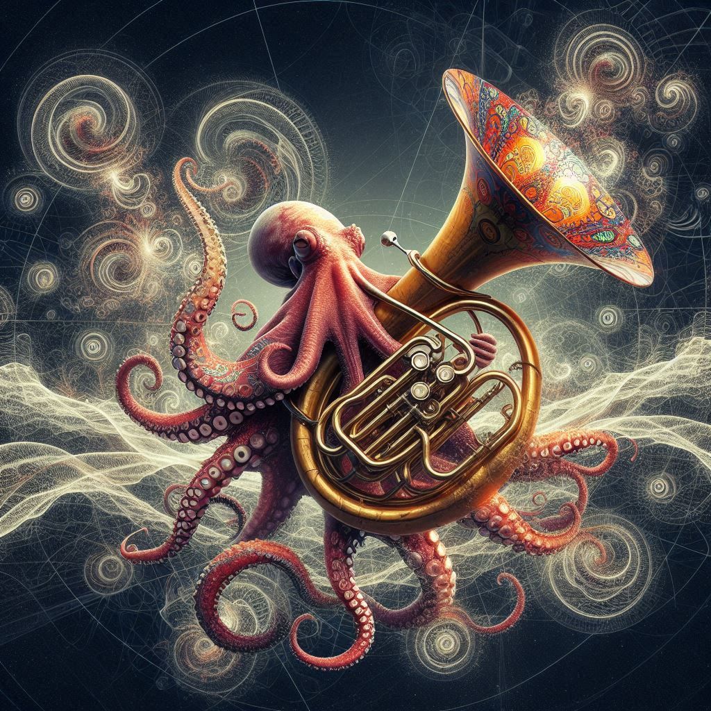 Octopus playing tuba