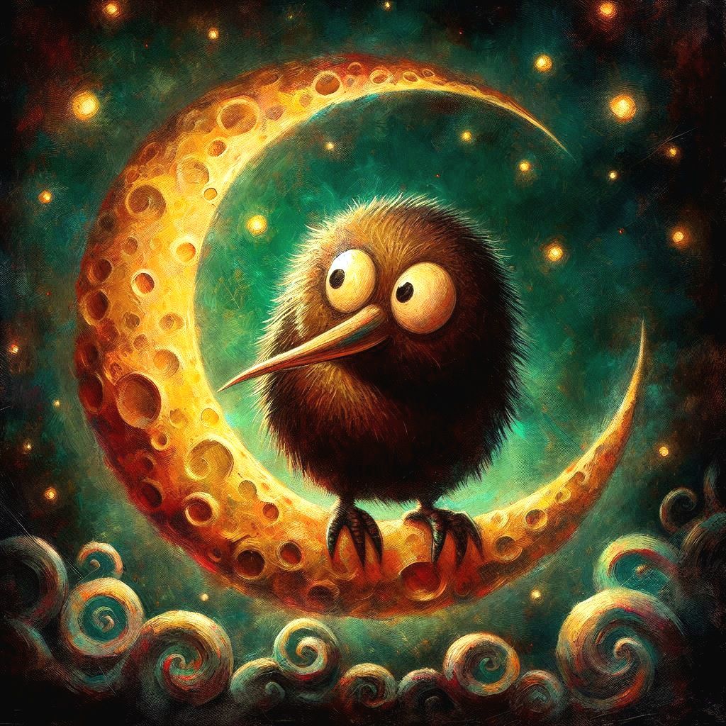 Kiwi bird Tim Burton style