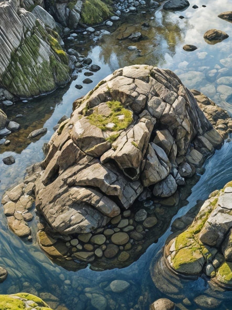 face in the river