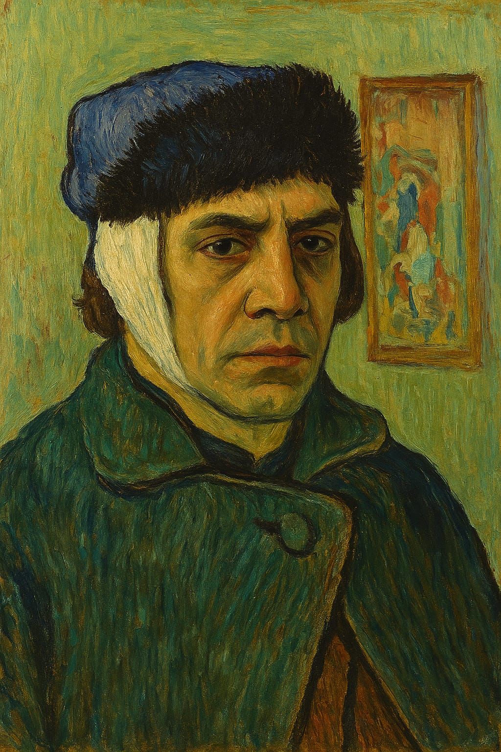 Anton Chigurh with a bandaged ear