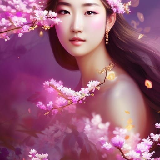 Cherry Blossom Goddess 2 - Ai Generated Artwork - Nightcafe Creator