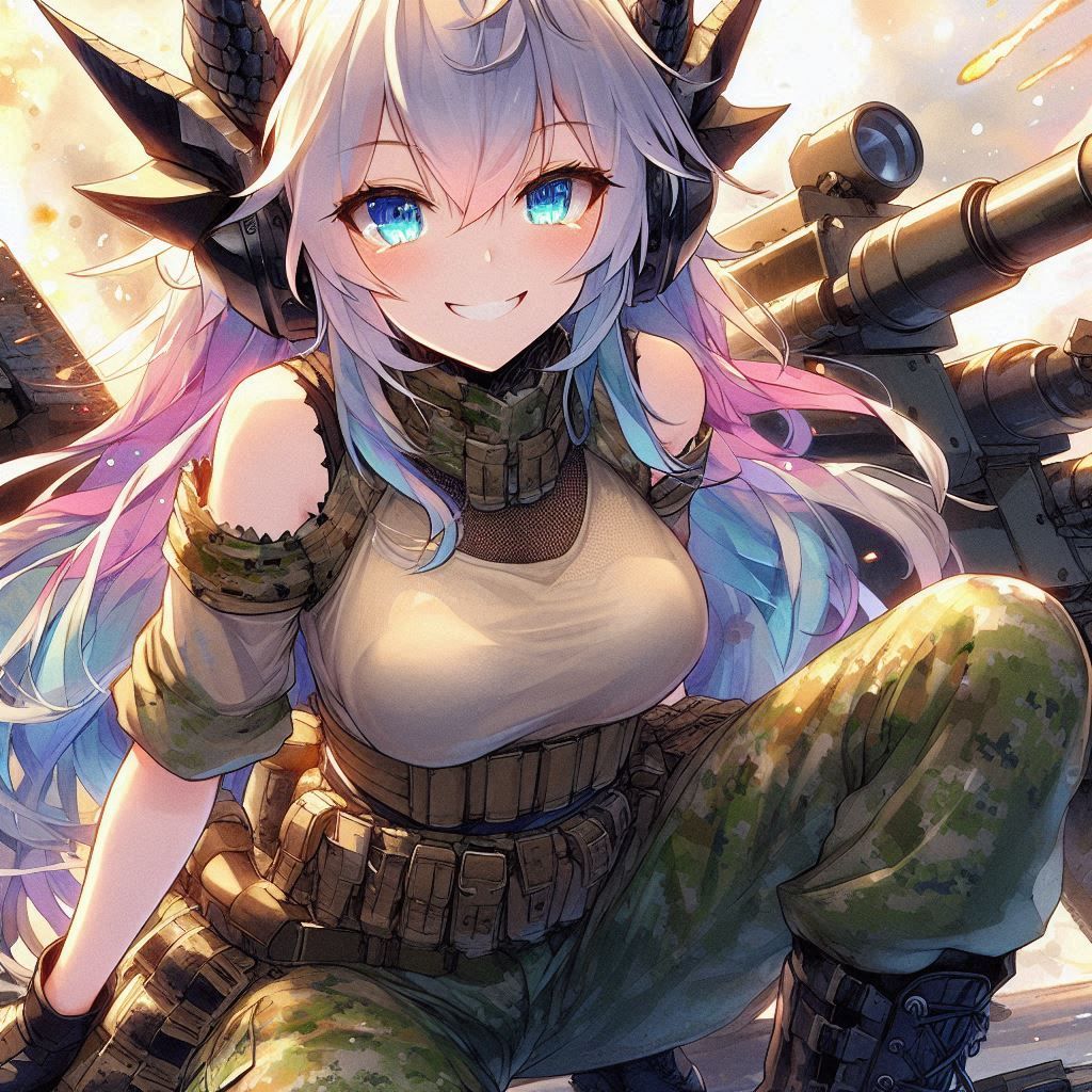 Multicoloured military woman 2