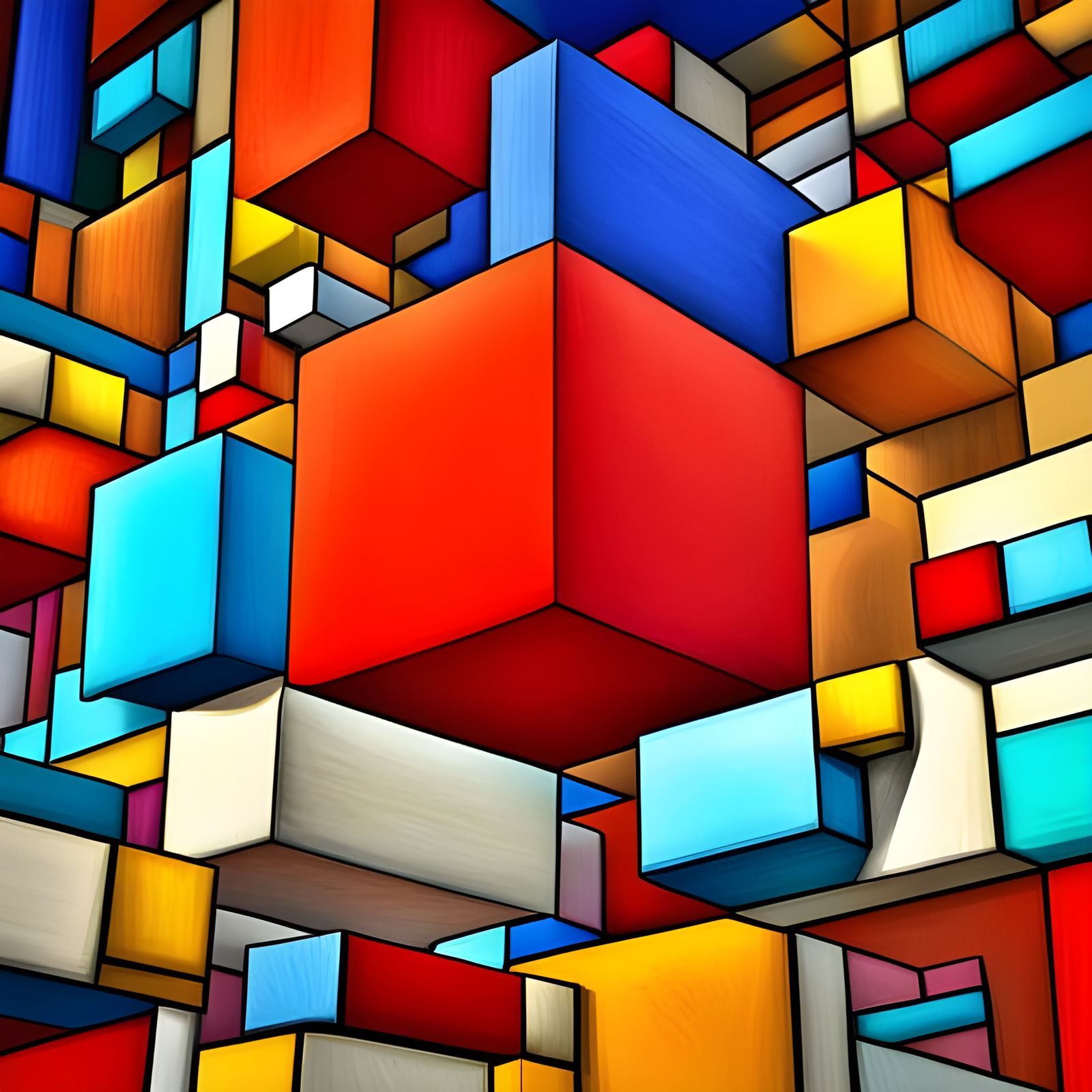 🌈🔢✨ AI-generated artwork - Mondrian in 3D  by @Artificial Intelligence Artist