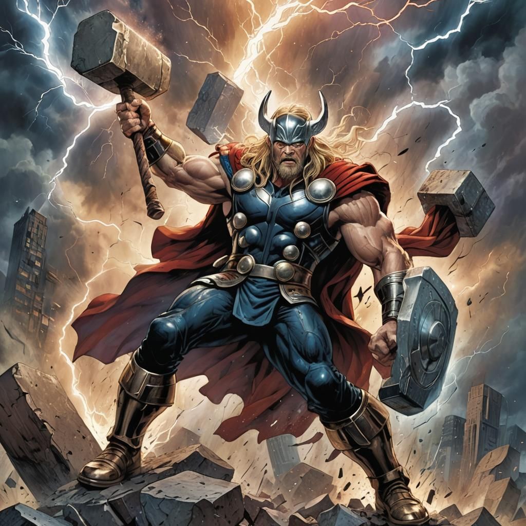 Let THOR throw his hammer - AI Generated Artwork - NightCafe Creator