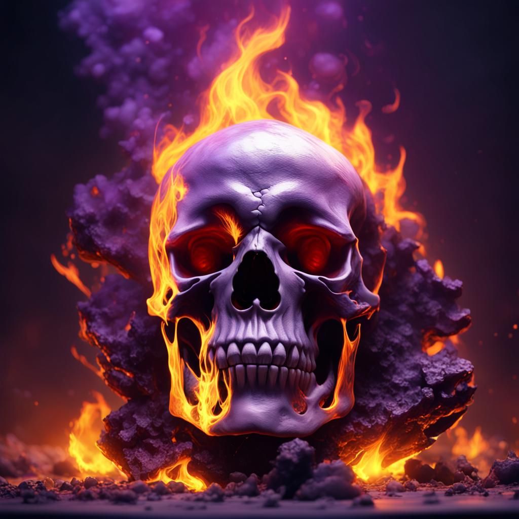 Skull set on fire