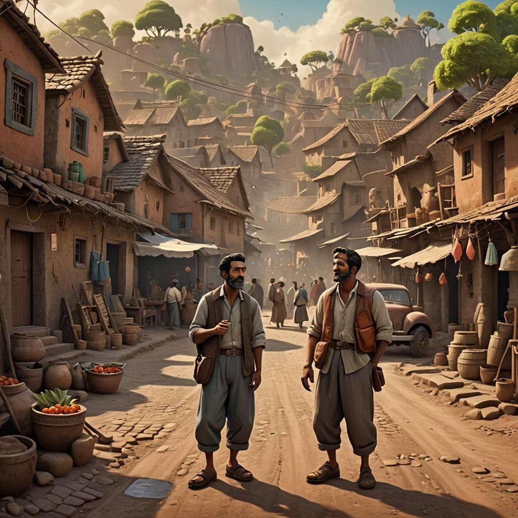 Ali arrives at the village in 1950:
 A traditional village w...