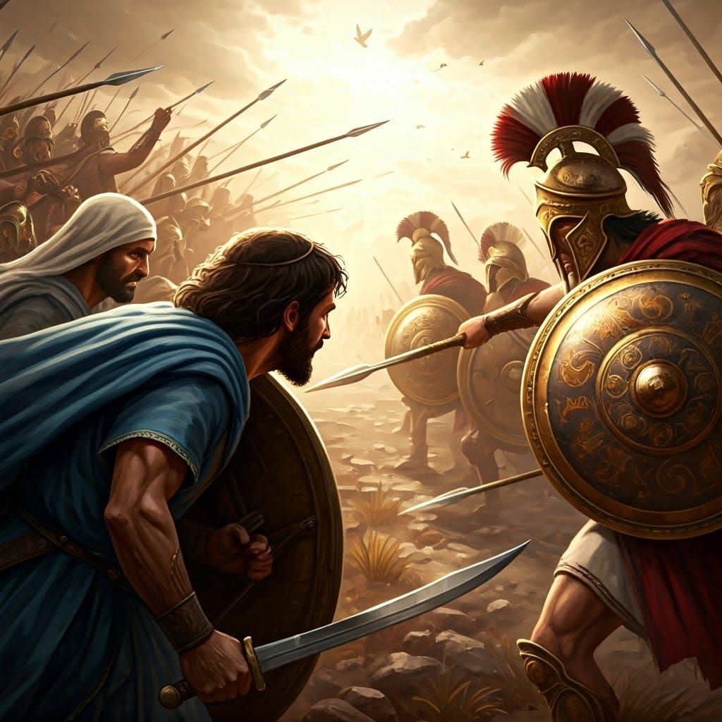 Ancient Warriors Clash in a Fantastical Battle Scene