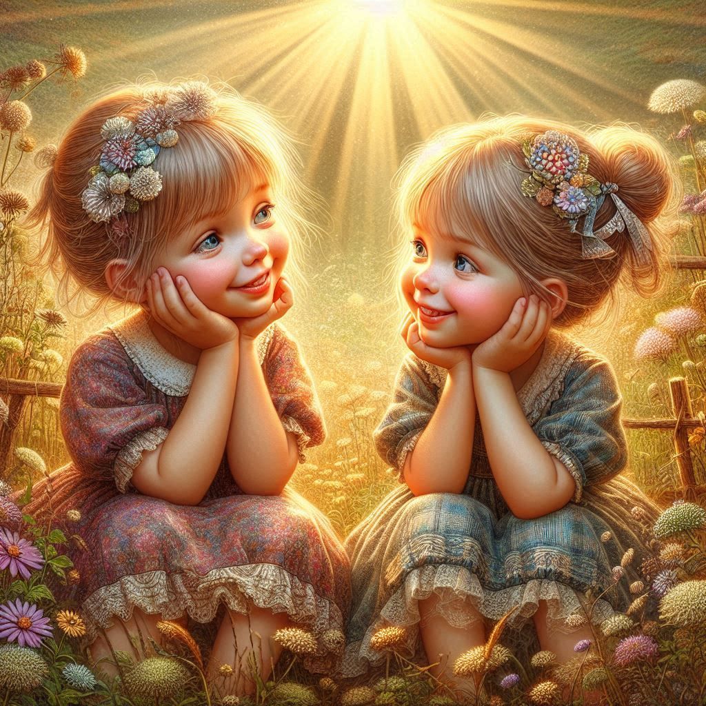 Cute smiling sisters