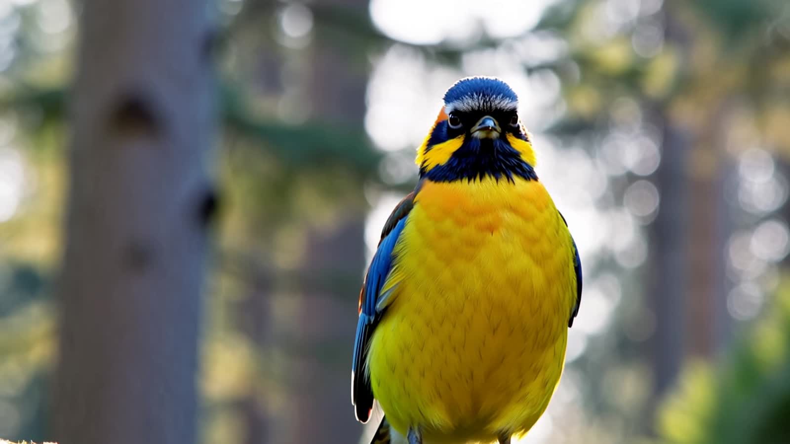 Ein stolzer Robin, selbstbewusst und aufrecht stehend, einen leuchtenden Rotkehlchen-Bauch vorweisend, in einem sonnendu...