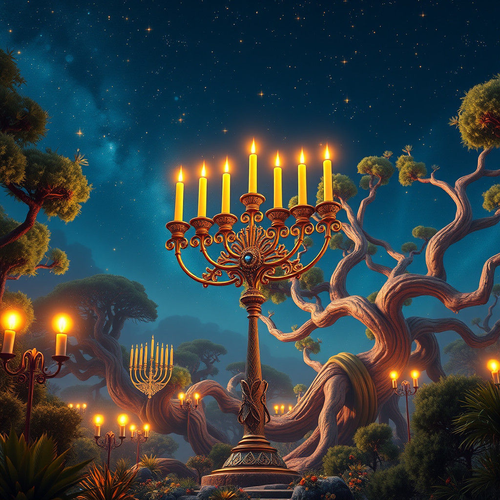 Fantastical Hanukkah Celebration Under a Starry Sky
