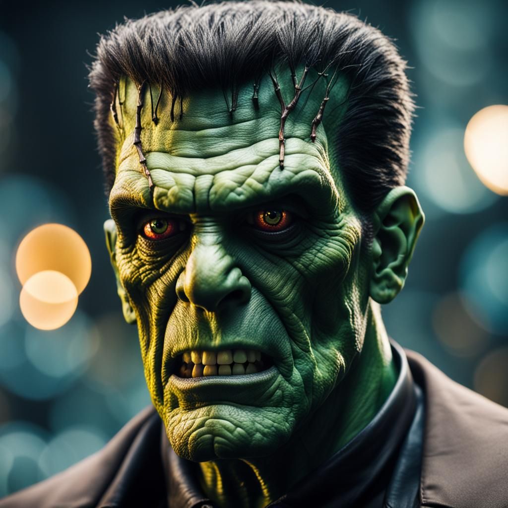 A photorealistic Frankenstein monster