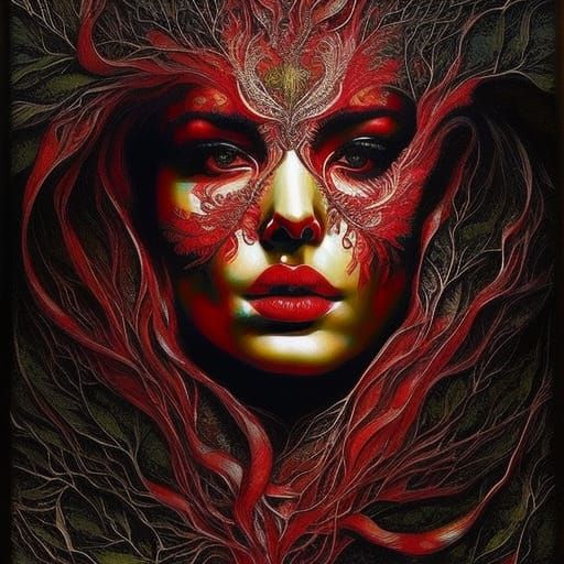 Tangled in red - AI Generated Artwork - NightCafe Creator