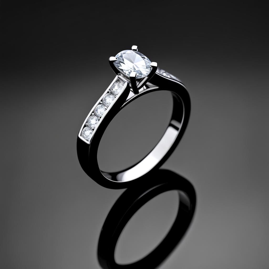 Oval shape-square shape diamond engagement ring, (front view...