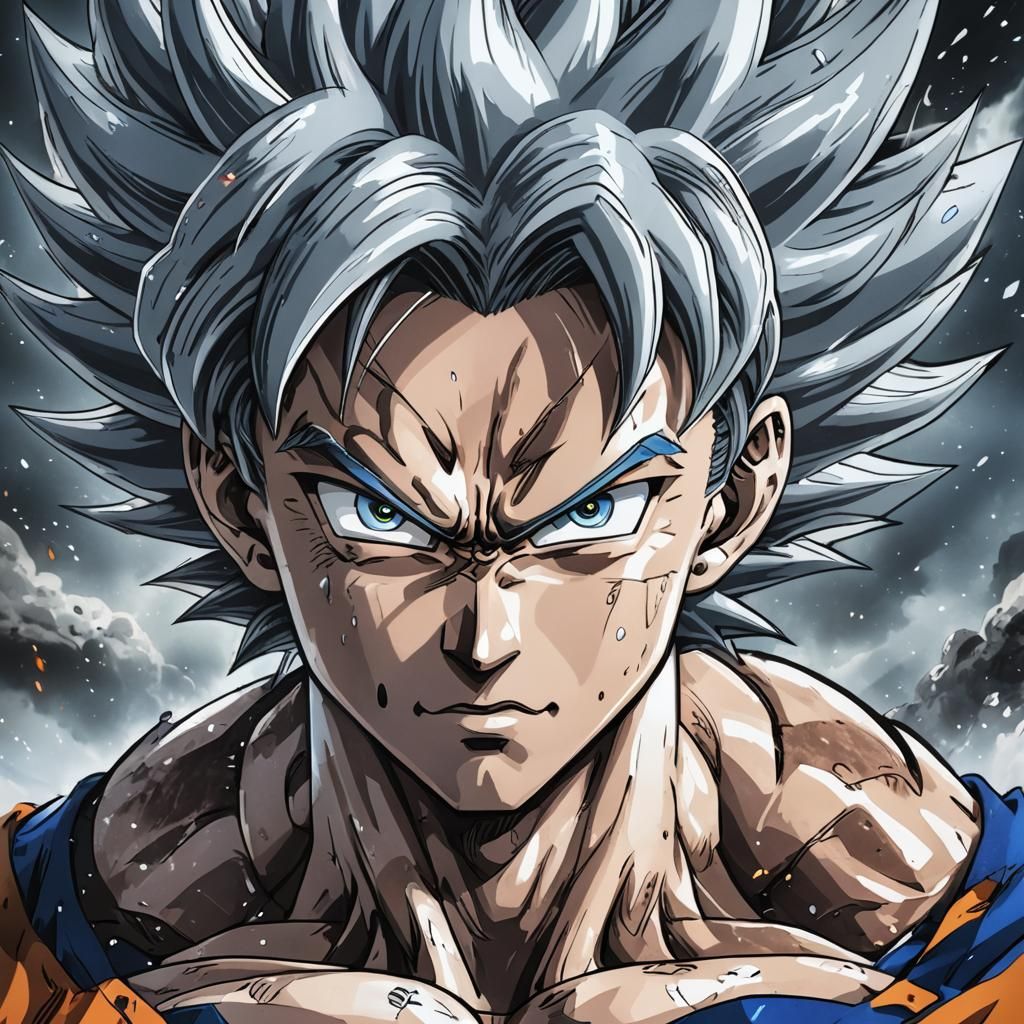 Goku from dragon ball super in ultra instinct looking a vege...