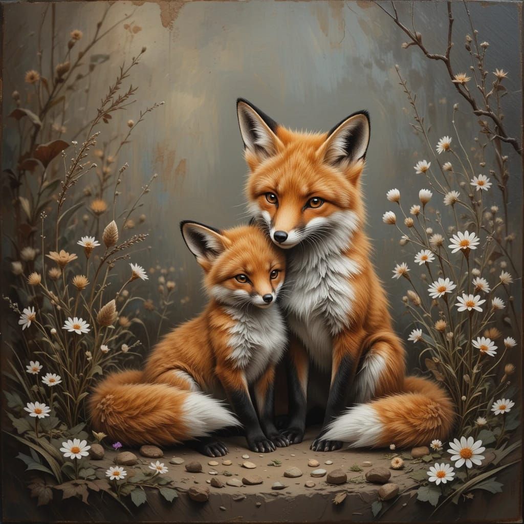 The Mom Fox and her cub 👍👍😊