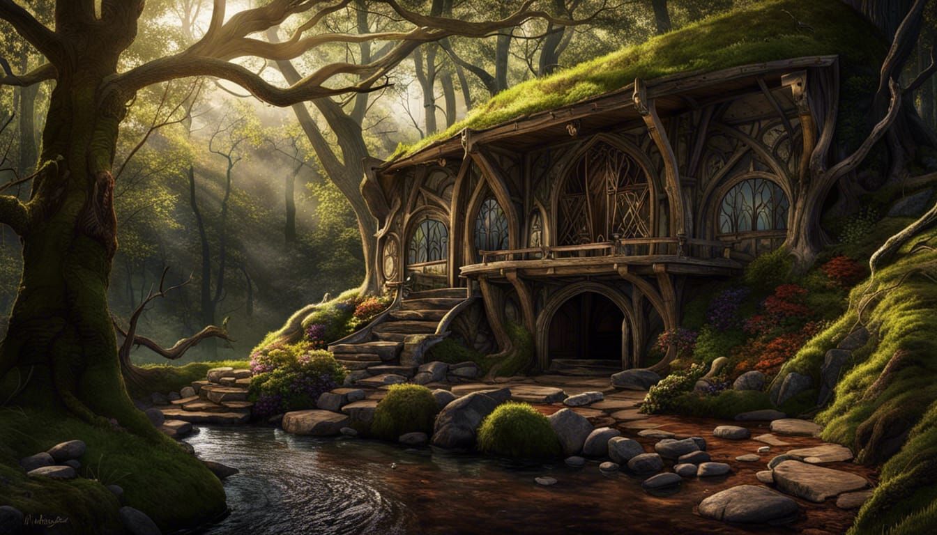 My ultimate retreat: a wood, a peaceful streams and a dwelling worthy of an elf   by @Thorstein Celtleroy