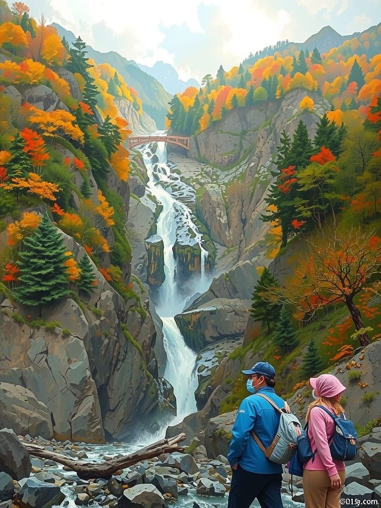 Shomyo Falls in Toyama Prefecture during autumn