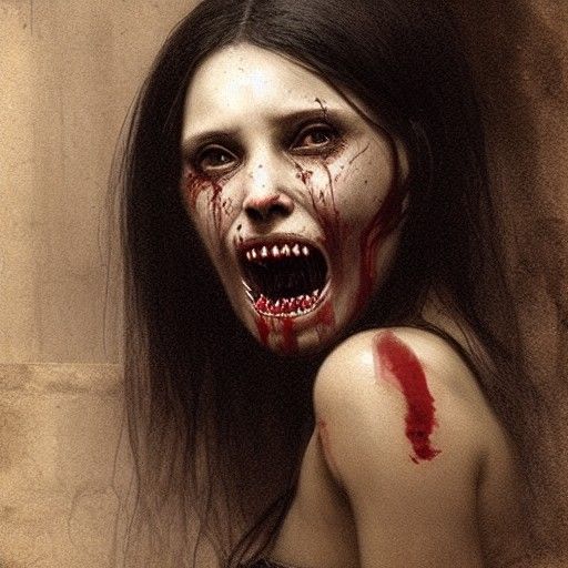 Hyper realistic portrait of a woman with black hair, and ext...