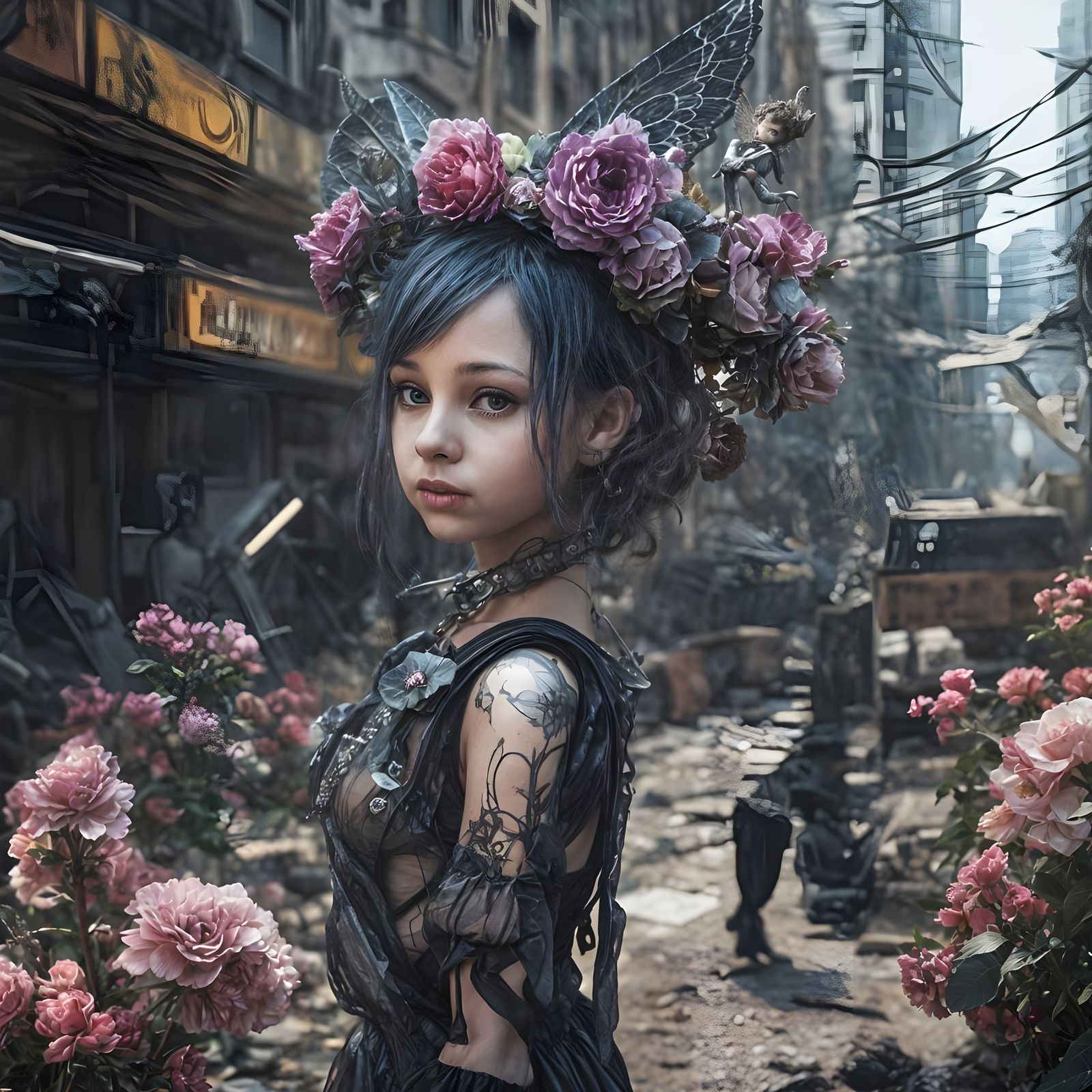 Gothic Cyborg fairy little girl