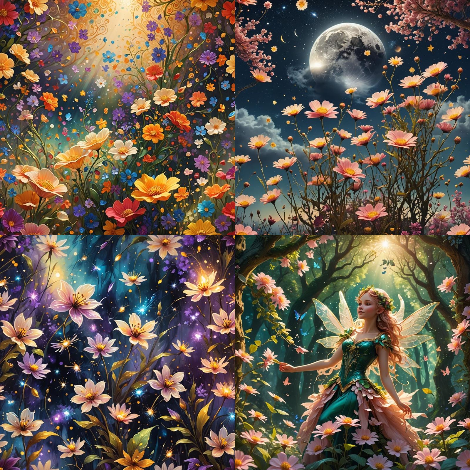 Joyful Flowers: Detailed Matte Painting in 8K