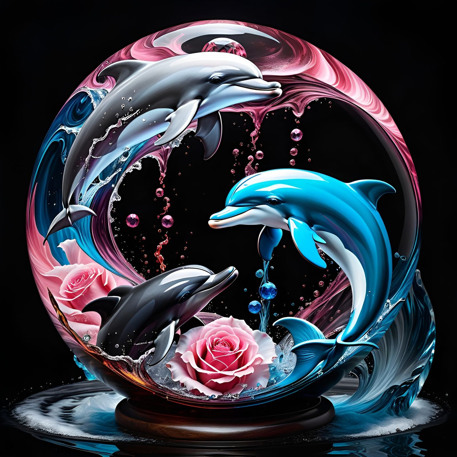 Playful Dolphins - AI Generated Artwork - NightCafe Creator