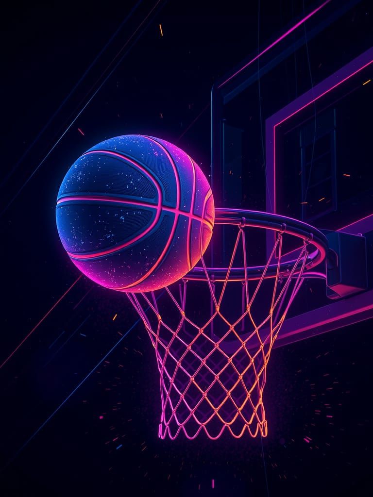 Neon Basketball Moment Frozen in Time