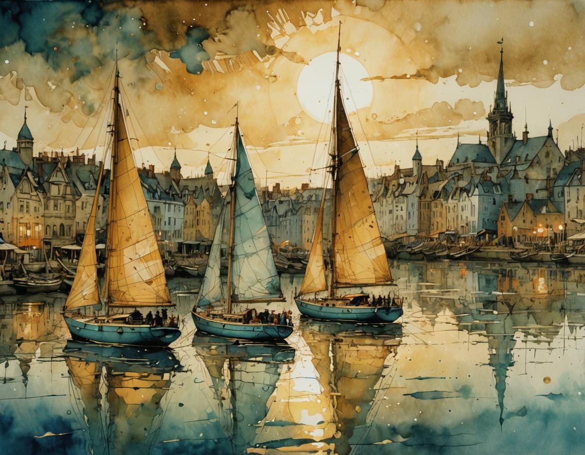 SAILING REGATTA AT SUNSET  by @JustBubu
