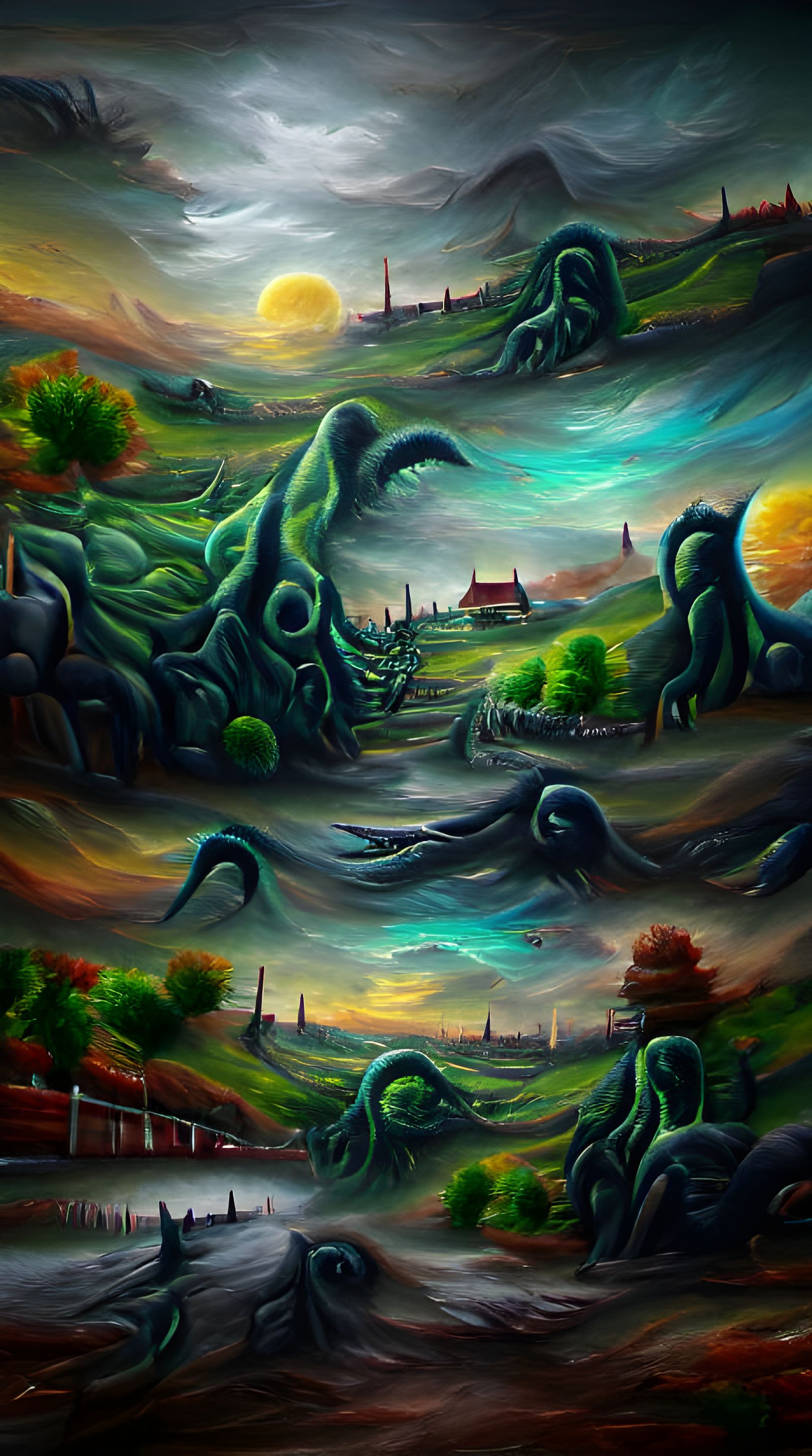 Lovecraftian Landscape - Ai Generated Artwork - Nightcafe Creator