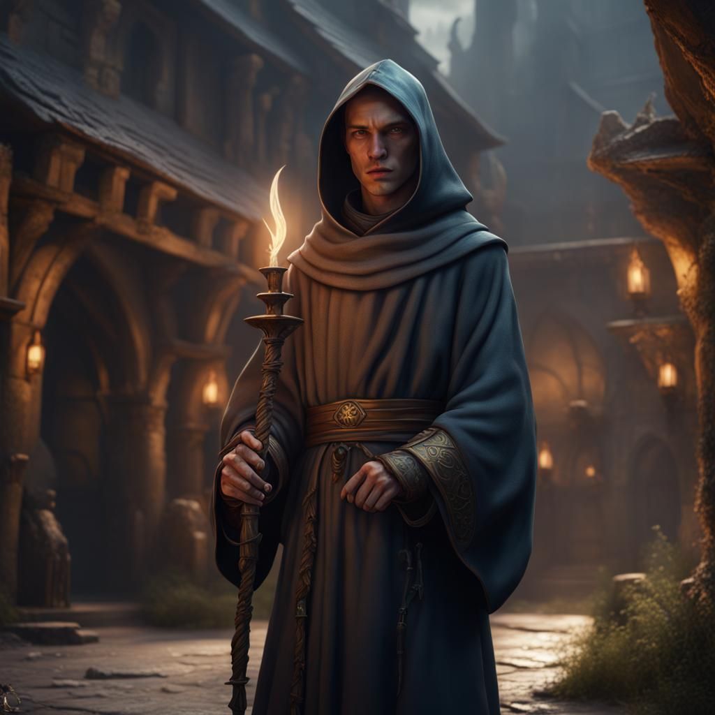 Young Stealthy medieval monk