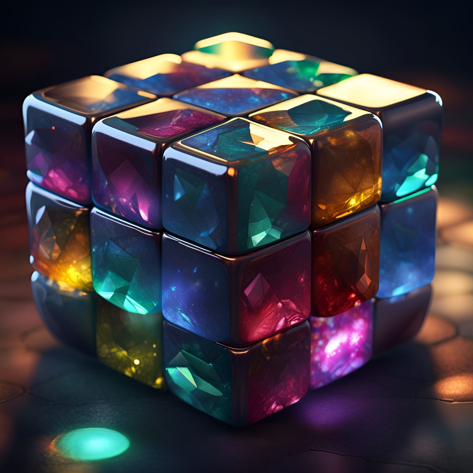 Gemstone Rubik's Cube AI Generated Artwork NightCafe Creator