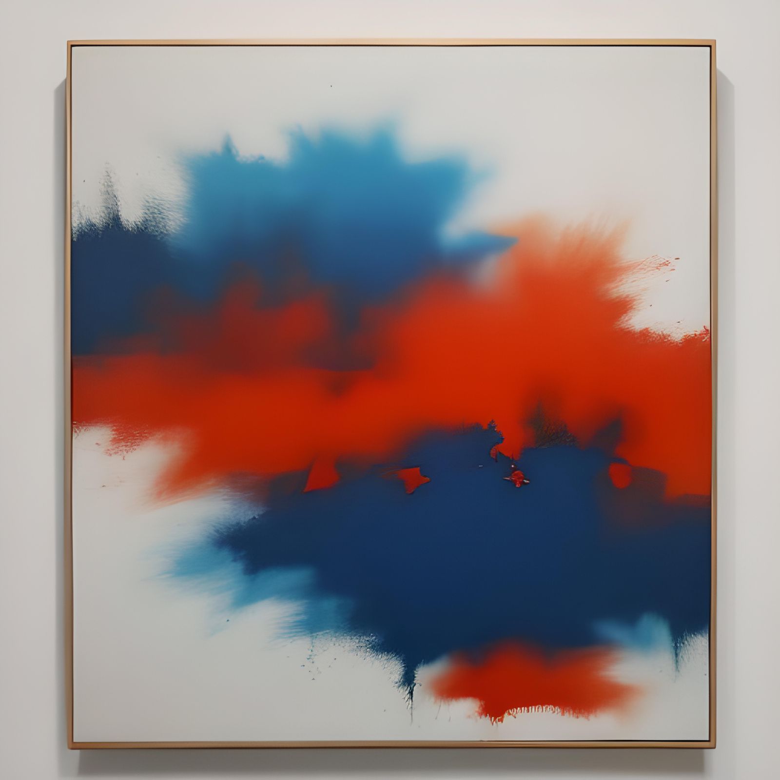 create a minimalistic  red blue ornage contemporary abstract...