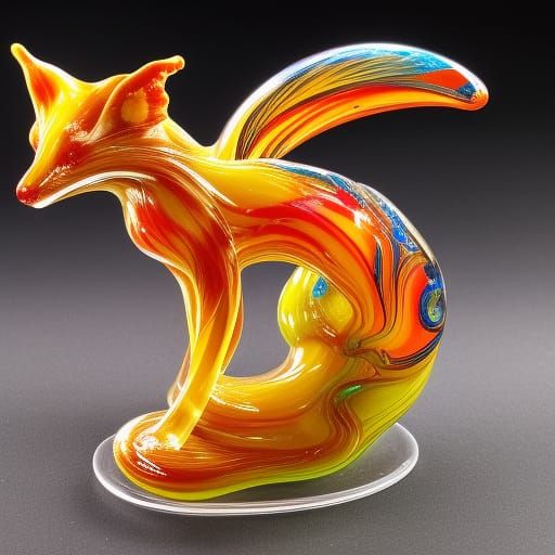 kitsune Miniature Figurine Model made up of blown glass AI Generated Artwork NightCafe Creator