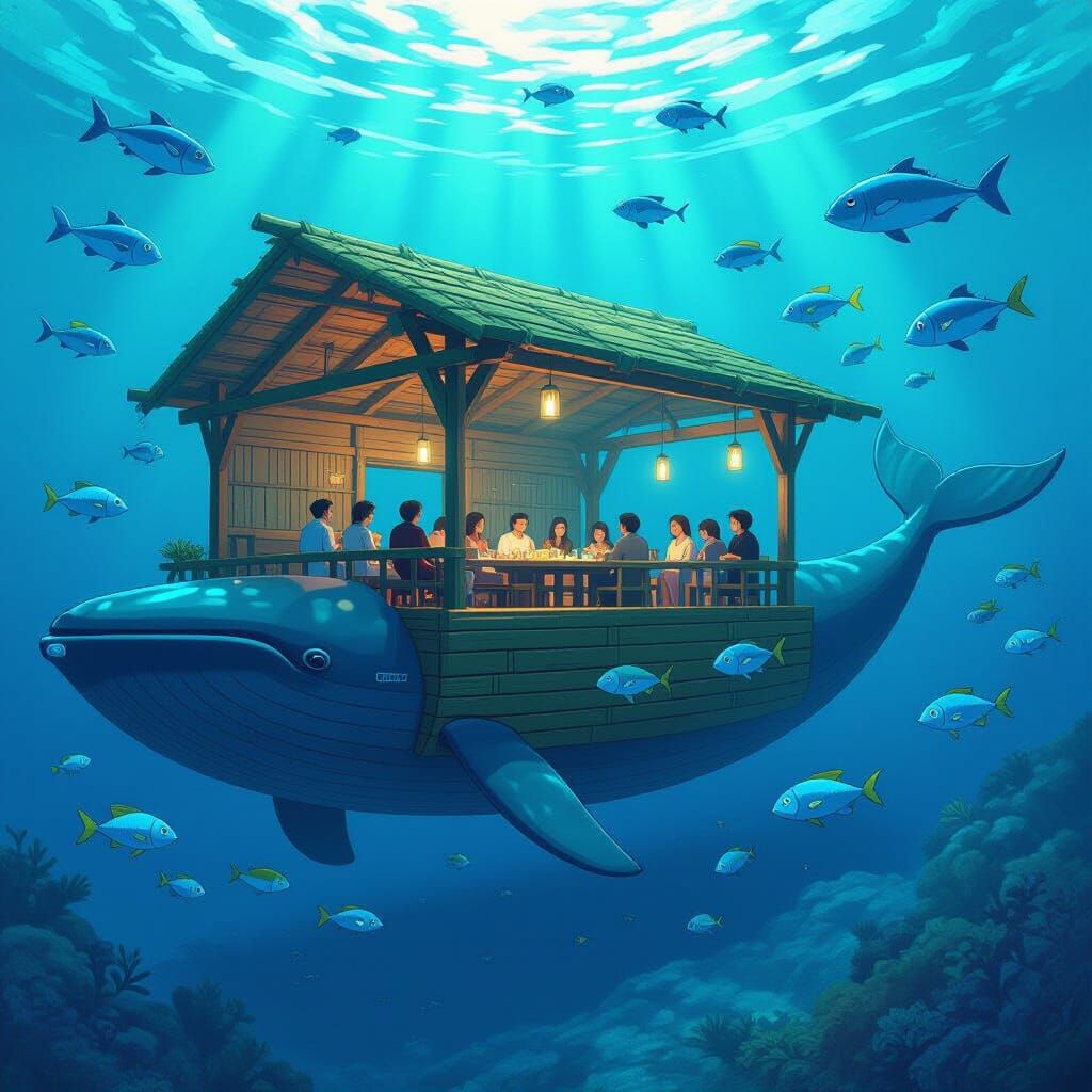 Sukkah Inside Transparent Whale Underwater Digital Art